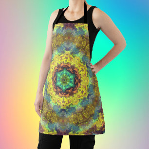 Psychedelic Hippie Yellow Blue and Green Apron