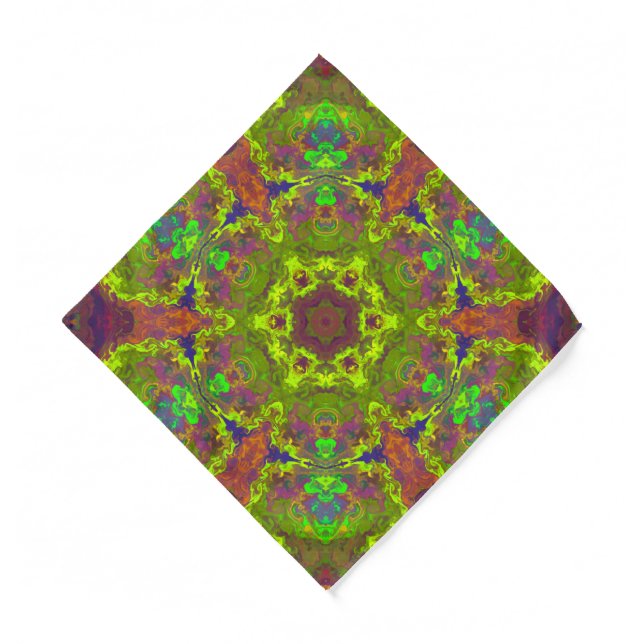 Psychedelic Hippie Yellow Purple and Orange Bandana (Front)