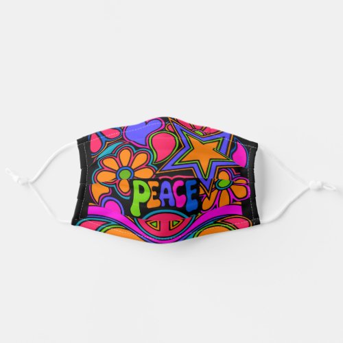 Psychedelic Hippy Retro Peace Art Cloth Face Mask