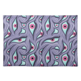 Psychedelic Horror Eyes - Whimsigoth Purple Eyes Cloth Placemat