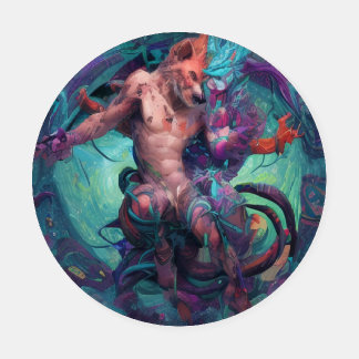 Psychedelic horror furry coaster set