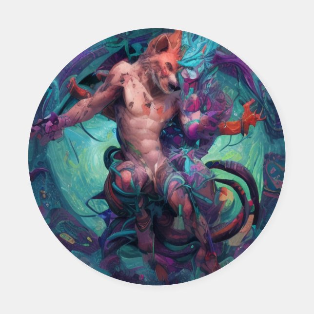 Psychedelic horror furry coaster set (Single)