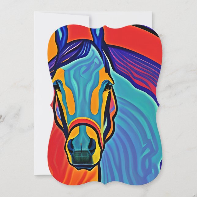Psychedelic Horse Head Portrait Note Card (Front)