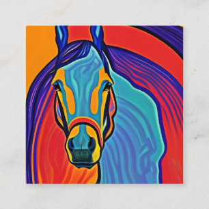 Psychedelic Horse Head Portrait Square Business Card