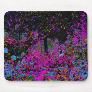 Psychedelic Hot Pink and Black Garden Sunrise Mouse Pad
