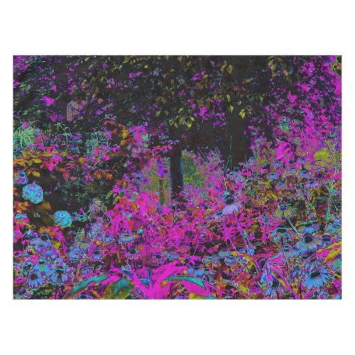 Psychedelic Hot Pink and Black Garden Sunrise Tablecloth