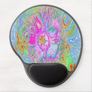 Psychedelic Hot Pink and Ultra-Violet Hibiscus Gel Mouse Pad