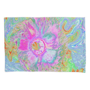 Psychedelic Hot Pink and Ultra-Violet Hibiscus Pillow Case