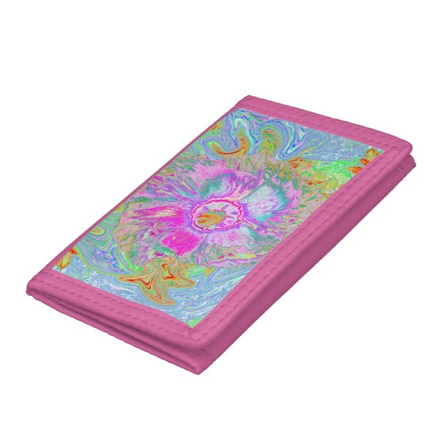 Psychedelic Hot Pink and Ultra-Violet Hibiscus Trifold Wallet (Bottom)