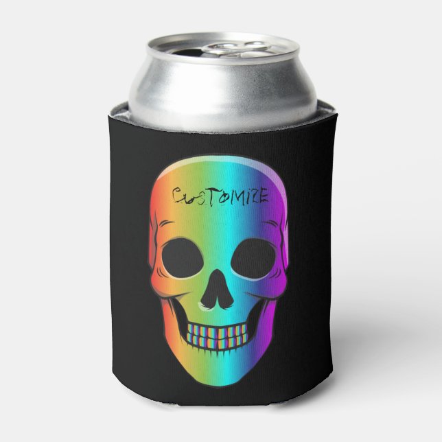 Psychedelic Human Skull Thunder_Cove Can Cooler (Can Front)
