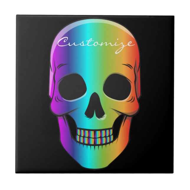Psychedelic Human Skull Thunder_Cove Ceramic Tile (Front)