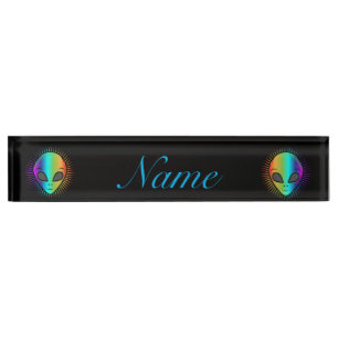 Psychedelic Human Skull Thunder_Cove Desk Name Plate