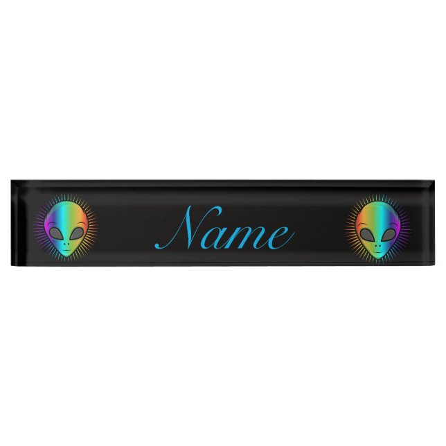 Psychedelic Human Skull Thunder_Cove Desk Name Plate (Front)