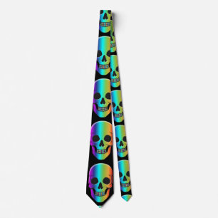 Psychedelic Human Skull Thunder_Cove Neck Tie