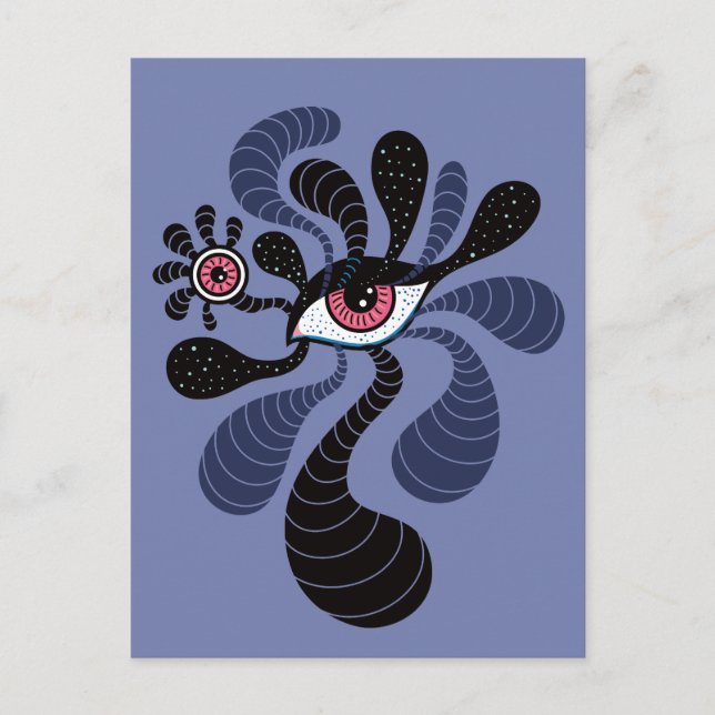 Psychedelic Hypnotic Art Creepy Double Pink Eye Postcard (Front)
