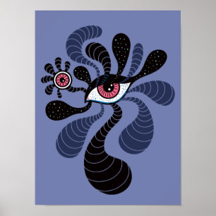 Psychedelic Hypnotic Art Creepy Double Pink Eye Poster