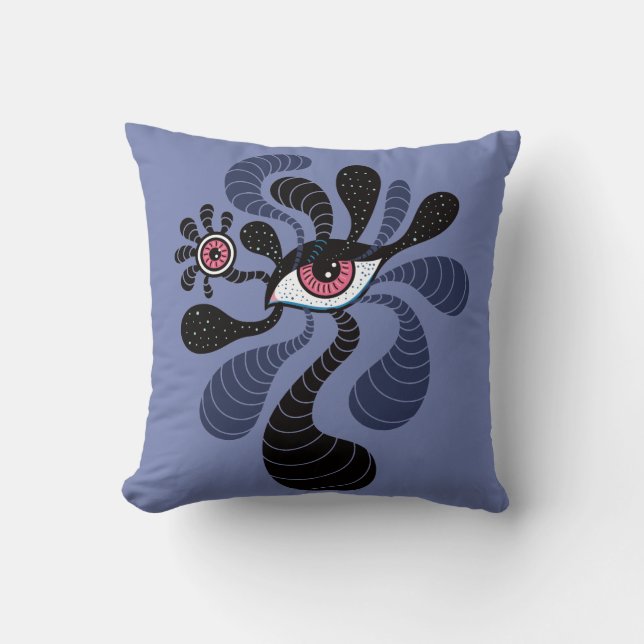 Psychedelic Hypnotic Art Creepy Double Pink Eye Throw Pillow (Front)
