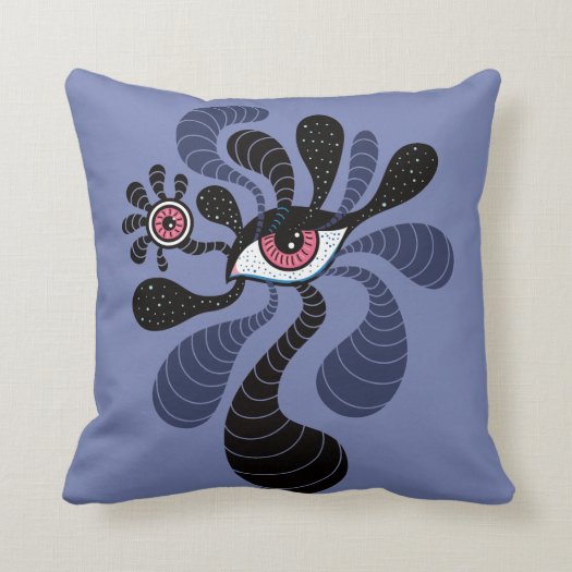 Psychedelic Hypnotic Art Creepy Double Pink Eye Throw Pillow