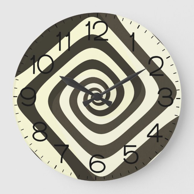 Psychedelic Hypnotic Swirl Fractal Art Large Clock (Front)