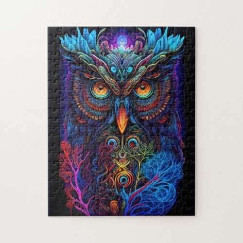 Psychedelic Illustration Of a Forest Owl Jigsaw Puzzle