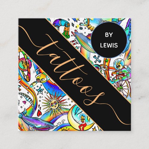 Psychedelic Illustration Tattoo Artist Creative    Square Business Card