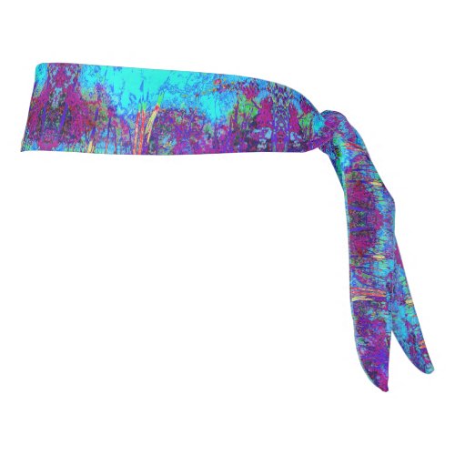 Psychedelic Impressionistic Blue Garden Landscape Tie Headband