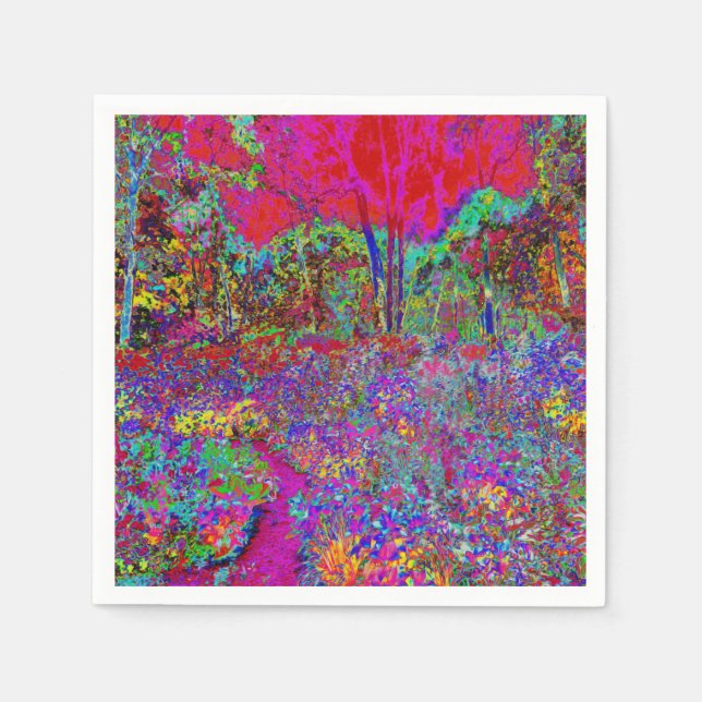 Psychedelic Impressionistic Garden Landscape Napkins (Front)