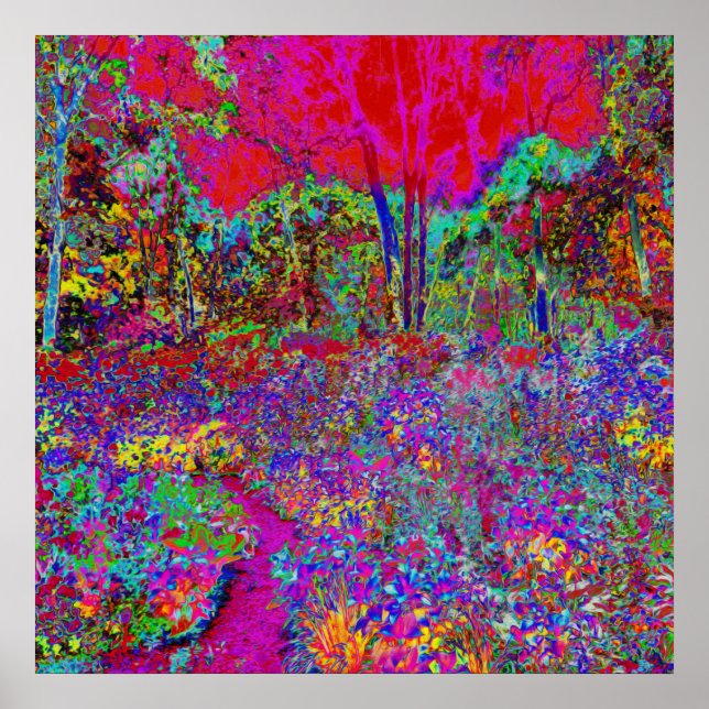 Psychedelic Impressionistic Garden Landscape Poster (Front)