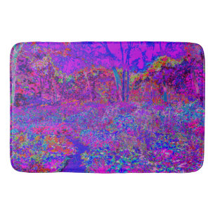 Psychedelic Impressionistic Purple Landscape Bath Mat