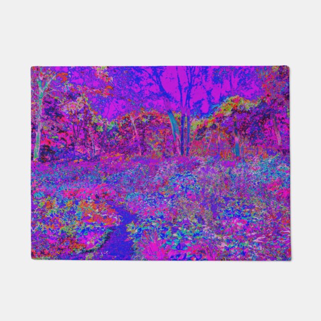 Psychedelic Impressionistic Purple Landscape Doormat (Front)