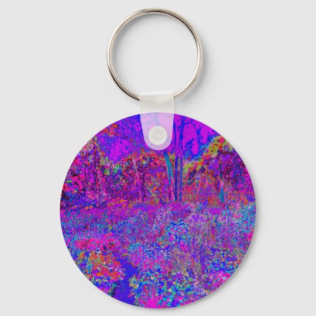 Psychedelic Impressionistic Purple Landscape Keychain (Front)
