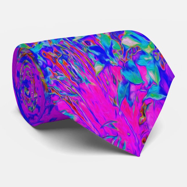 Psychedelic Impressionistic Purple Landscape Neck Tie (Rolled)