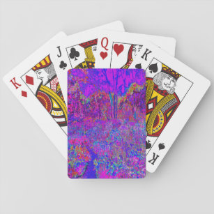 Psychedelic Impressionistic Purple Landscape Playing Cards