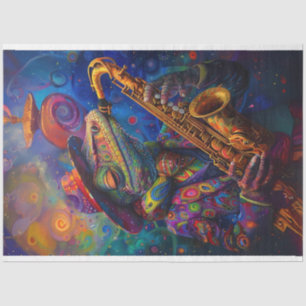 Psychedelic Jazz Playing Lenny Lizard Decoupage Tissue Paper