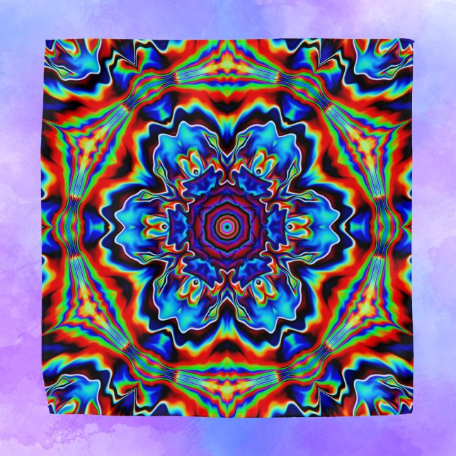 Psychedelic Kaleidoscope Blue Red and Green Bandana (Creator Uploaded)