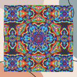 Psychedelic Kaleidoscope Blue Red and Green Scarf<br><div class="desc">This psychedelic kaleidoscope flower design features blue,  red,  and green. Vibrant trippy visuals for the modern hippie or anyone who loves bright funky colors!</div>