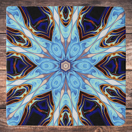 Psychedelic Kaleidoscope Flower Blue and Orange Trivet