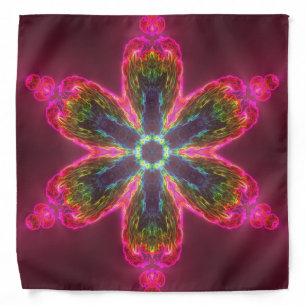 Psychedelic Kaleidoscope Flower Green and Pink Bandana