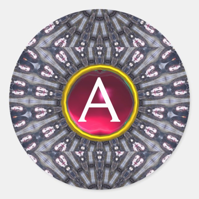 PSYCHEDELIC KALEIDOSCOPE /MYSTIC MEMORIES monogram Classic Round Sticker (Front)