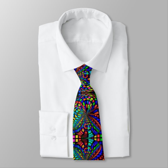 Psychedelic Kaleidoscope Neck Tie (Tied)