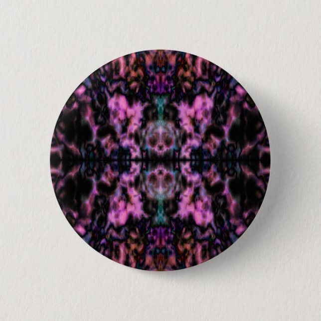 Psychedelic kaleidoscope pattern pinback button (Front)