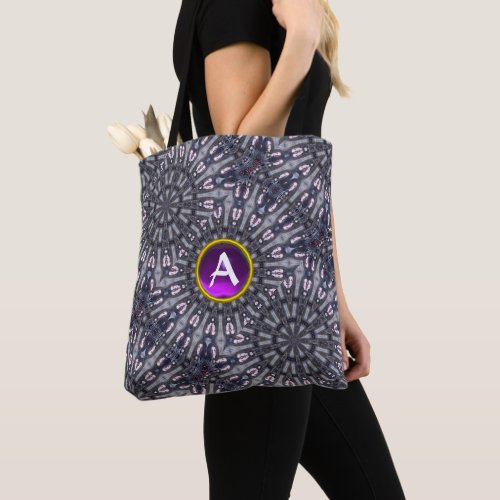 PSYCHEDELIC KALEIDOSCOPE PURPLE GEM MONOGRAM TOTE BAG