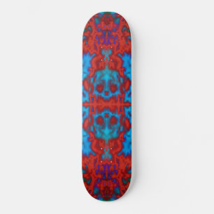 Psychedelic kaleidoscope skulls pattern skateboard deck