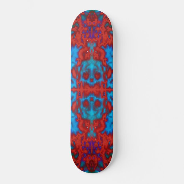 Psychedelic kaleidoscope skulls pattern skateboard deck (Front)
