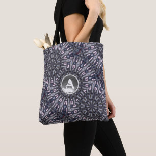 PSYCHEDELIC KALEIDOSCOPE WHITE GEM MONOGRAM TOTE BAG