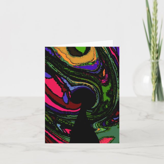 Psychedelic Keyhole Letterpress Thank You Card (Front)
