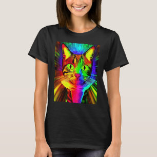 Psychedelic Kitty Kitten In Cat Style T-Shirt