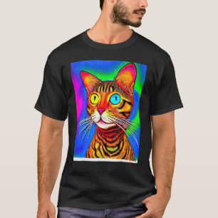 Psychedelic Kitty Kitten In Cat Style T-Shirt