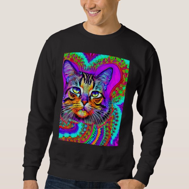 Psychedelic Kitty Kitten Lover In Cat Art Style_3 Sweatshirt (Front)