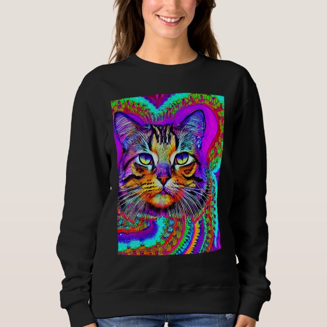 Psychedelic Kitty Kitten Lover In Cat Art Style_3 Sweatshirt (Front)